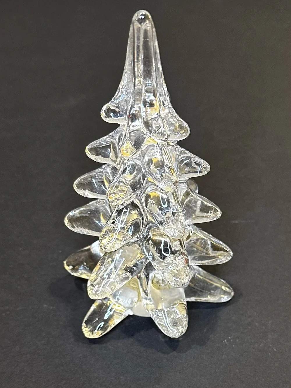 🎄VTG Two's Company Hand Blown Clear Glass Christmas Tree Figurine 6.5
